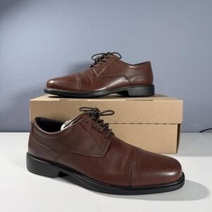 Bostonian Flexlite Mens Brown Leather Cap Toe Oxford Dress Shoes Lace Up Size 10